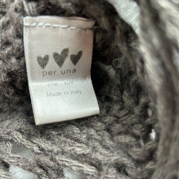 Per Una Womens Open Knit Poncho with Fringe Trim One Size Gray Made in Italy - Picture 4 of 7